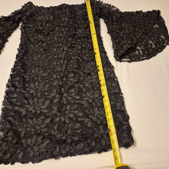 Lauren Flower Applique Witchy Cocktail Dress with Bell Sleeves - Picture 10 of 11